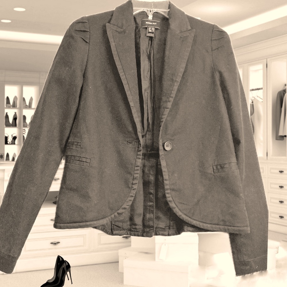 Vintage Mango Women's Black Cotton Blazer